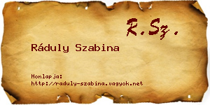 Ráduly Szabina névjegykártya